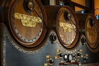 Close-up of blending system with gold plaques