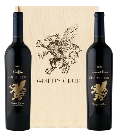 Explore the Rogue Valley Collection - Two Griffin Creek wines in a wood box