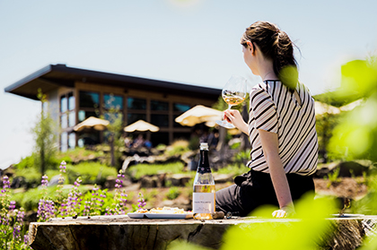 Guests toasting sparkling wine at Domaine Willamette