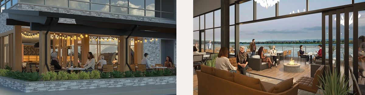 Renderings of new Lake Osewgo winery next to Whole Foods and inside the Vancouver winery with views of the river