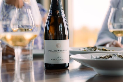 A bottle of Domaine Willamette's sparkling wine