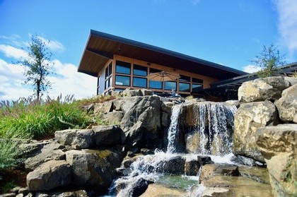 Image of the water feature at Domaine Willamette located at Bernau Estate Vineyards