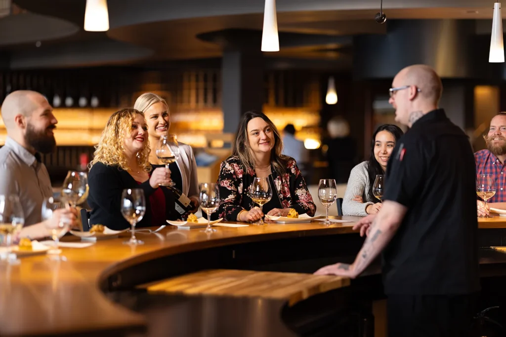 People enjoying a wine tasting at Willamette