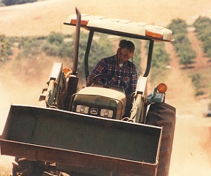 Jim working in a tractor at Willamette Valley Vineyards
