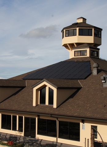 Solar panels on roof of tasting room