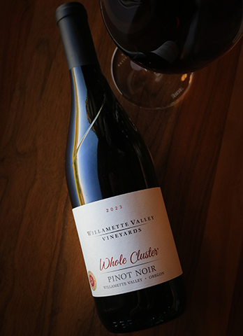 Revino reusable bottle labeled with the 2023 Whole Cluster Pinot Noir