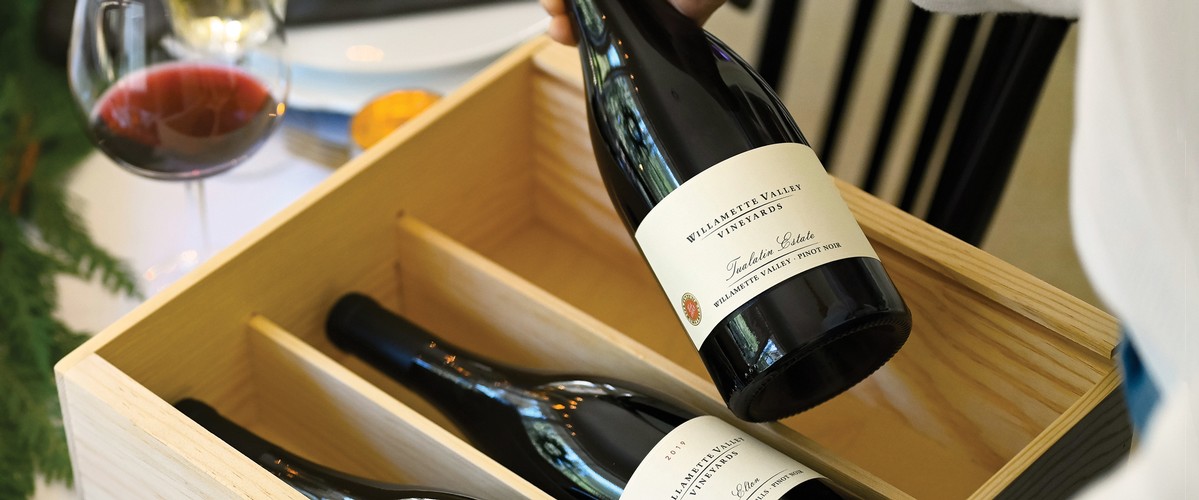 Wine bottles in a crate