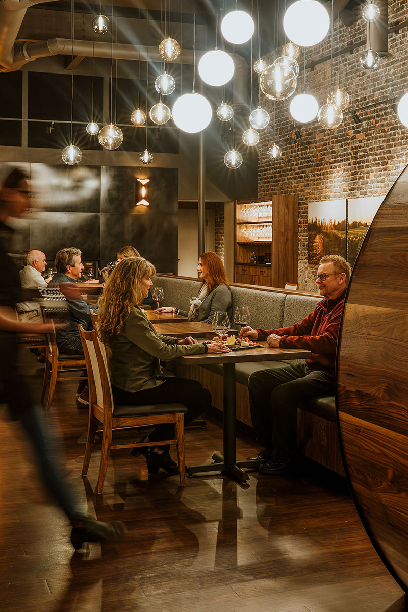 Customers enjoying WVV's tasting room in Bend, Oregon.