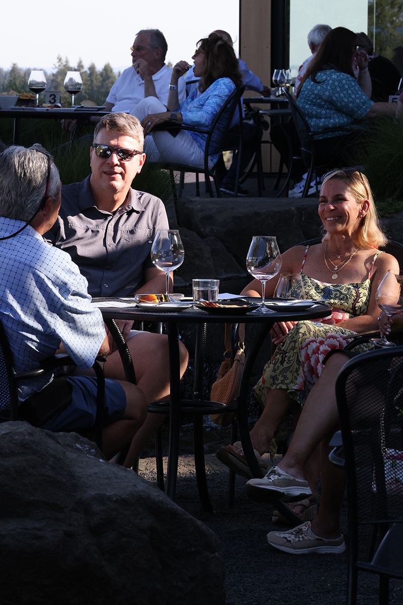 Guests enjoying an outdoor open house at sparkling winery Domaine Willamette.
