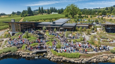 Aerial view of our shareholders gathered at Domaine Willamette.